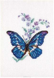 Набор для вышивания крестом РТО "Синюха и бабочка", 8,5 x 9,5 см