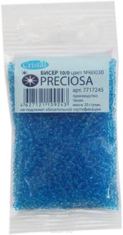 Бисер "Preciosa" прозрачный с цветным центром, 10/0, 20 г. 311-19001-10/0-60030