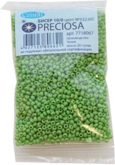Бисер "Preciosa", непрозрачный с покрытием, цвет: светло-зеленый, 10/0, 20 г. 331-19001-10/0-53230С