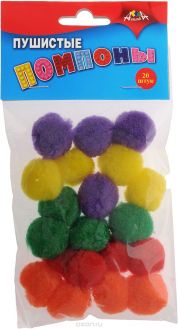 Апплика Набор для творчества Пушистые помпоны 20 шт