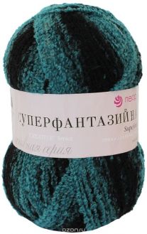 Пряжа для вязания Пехорка "Суперфантазийная", цвет: бирюзовый, черный (782М), 360 г, 830 м