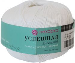 Пряжа для вязания Пехорка "Успешная", цвет: белый (01), 220 м, 50 г, 10 шт