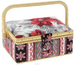 Шкатулка для рукоделия Grace & Glamour "Рождественские цветы с серебром", 14,5 х 22 х 11,5 см
