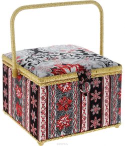 Шкатулка для рукоделия Grace & Glamour "Большой серебряный узор", 26 х 26 х 20,5 см