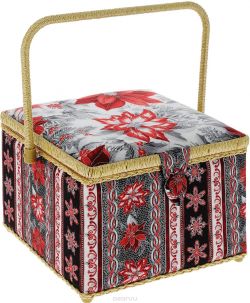 Шкатулка для рукоделия Grace & Glamour "Рождественские цветы с серебром", 26 х 26 х 20,5 см