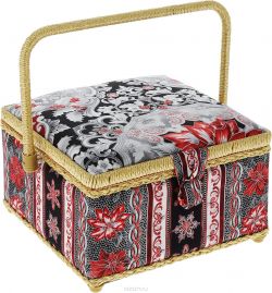 Шкатулка для рукоделия Grace & Glamour "Большой серебряный узор", 23,5 х 23,5 х 14,5 см