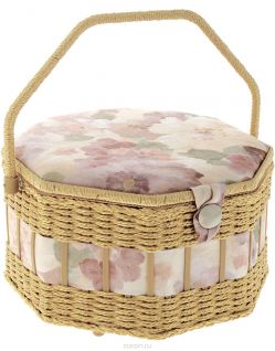 Шкатулка для рукоделия Grace & Glamour "Акварельные цветы", 30,5 х 30,5 х 20,5 см