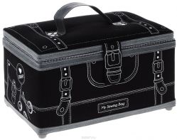 Шкатулка для рукоделия Grace & Glamour "Ателье-2 ", цвет: черный, 17 х 28,5 х 17 см