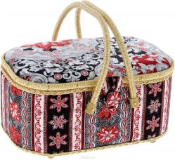 Шкатулка для рукоделия Grace & Glamour "Большой серебряный узор" , 22,5 х 32,5 х 18 см