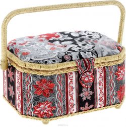 Шкатулка для рукоделия Grace & Glamour "Большой серебряный узор", 18,5 х 26 х 13 см