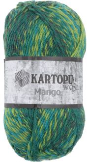 Пряжа для вязания Kartopu "Mango", цвет: зеленый, салатовый, бирюзовый (D2508), 170 м, 100 г, 5 шт