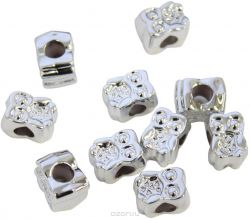 Бусины "Астра", цвет: серебристый, 11 х 8 мм, 15 шт. 7705665_6939