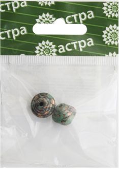 Бусины "Астра", цвет: серый, черный, 14 х 10,5 мм, 2 шт. 7715551_3623