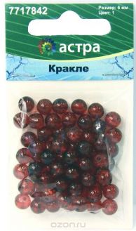 Бусины Астра "Кракле", цвет: красный, 6 мм, 65 шт. 7717842_1301149