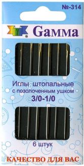 Иглы ручные "Gamma", для штопки, короткие, №3/0-1/0, 6 шт