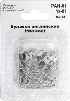 Булавки английские "Blitz", цвет: никель, 3 см, 25 шт
