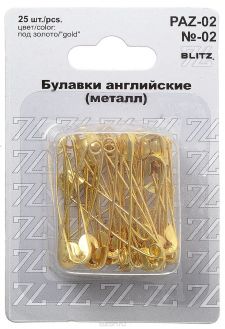 Булавки английские "Blitz", цвет: золотистый, 3,6 см, 25 шт