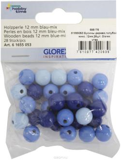 Бусины "Glorex", 12 мм, цвет: голубой, 28 шт. 61655053