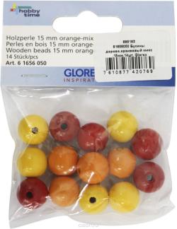 Бусины "Glorex", 15 мм, цвет: оранжевый, 14 шт