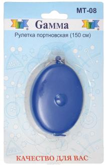 Рулетка-сантиметр портновская "Gamma", цвет: синий, 150 см