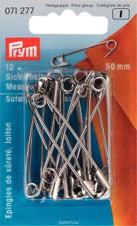 Булавки английские "Prym", цвет: серебристый, длина 5 см, 12 шт