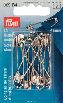 Набор булавок английская "Prym", с шариком, цвет: серебряный, длина 48 мм, 10 шт