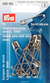 Набор булавок английская "Prym", с шариком, цвет: серебряный, 10 шт