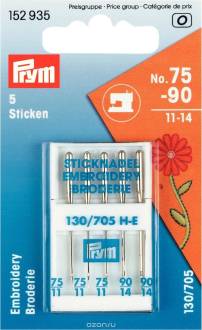 Набор игл для швейных машин "Prym", для вышивания, №75-90, 5 шт