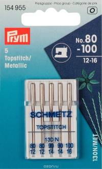 Набор игл для швейных машин "Prym", для декоративных швов, №80-100, 5 шт
