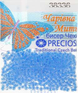 Бисер "Preciosa", матовый, с цветной серединой, цвет: синий (38336), 10/0, 5 г. 544203_38336