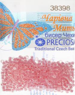 Бисер "Preciosa", матовый, с цветной серединой, цвет: ярко-розовый (38398), 10/0, 5 г. 544203_38398