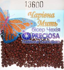 Бисер "Preciosa", непрозрачный, цвет: красно-коричневый (13600), 10/0, 5 г. 544203_13600