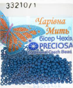 Бисер "Preciosa", непрозрачный, матовый, цвет: синий (33210/1), 10/0, 5 г
