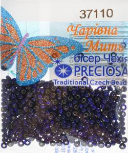 Бисер "Preciosa", с серебристой серединой, цвет: темно-синий (37110), 10/0, 5 г