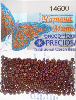Бисер "Preciosa", непрозрачный, радужный, цвет: оранжевый, розовый (14600), 10/0, 5 г