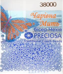 Бисер "Preciosa", непрозрачный, глянцевый, цвет: светло-синий (38000), 10/0, 5 г