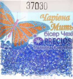 Бисер "Preciosa", с серебристой серединой, цвет: синий (37030), 10/0, 5 г