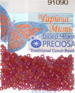 Бисер "Preciosa", непрозрачный, радужный, цвет: золотой, фиолетовый, малиновый (91090), 10/0, 5 г