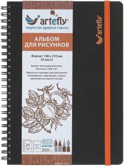 Artefly Альбом для рисования 24 листа цвет черный AFNB-3251