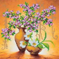 Схема для вышивки бисером на холсте Абрис Арт "Весенние цветы", 18,5 x 20 см