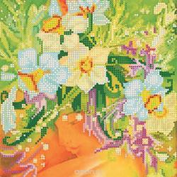 Схема для вышивки бисером на холсте Абрис Арт "Девушка Весна", 20 x 20 см