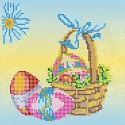 Схема для вышивки бисером на холсте Абрис Арт "Пасхальная корзина", 20 x 20 см