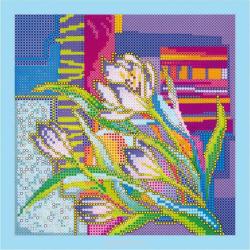 Схема для вышивки бисером на холсте Абрис Арт "Крокусы", 20 x 20 см