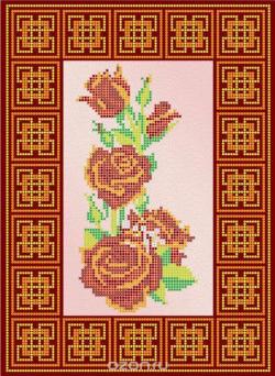 Схема для вышивки бисером на холсте Абрис Арт "Роза красная", 22 x 30 см
