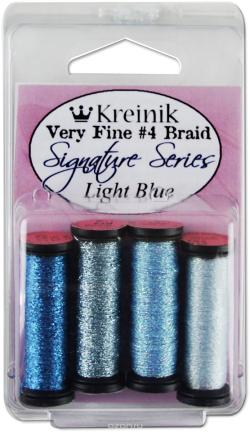Набор ниток Kreinik "Very Fine", цвет: светло-синий, №4, 4 шт