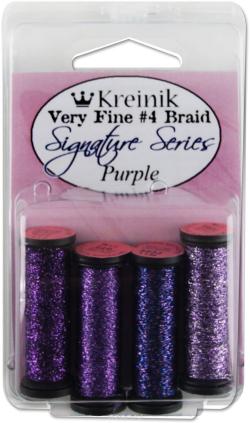 Набор ниток Kreinik "Very Fine", цвет: пурпурный, №4, 4 шт