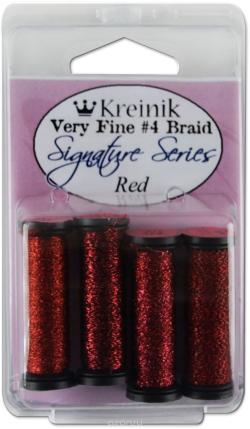 Набор ниток Kreinik "Very Fine", цвет: красный, №4, 4 шт