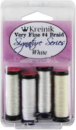 Набор ниток Kreinik "Very Fine", цвет: белый, №4, 4 шт