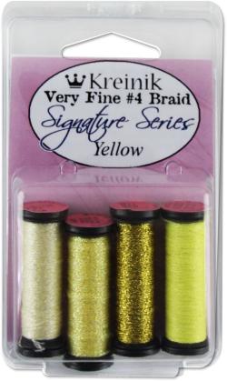 Набор ниток Kreinik "Very Fine", цвет: желтый, №4, 4 шт