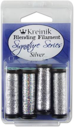 Набор ниток Kreinik "Blending Filament", цвет: серебристый, 4 шт